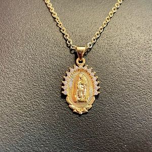 Stunning 18K Gold Virgin Mary Necklace